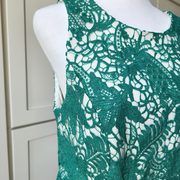 Moulinette Soeurs Arbor Lace Fit And Flare Cocktail Dress Green Cream Skirt 4 - Picture 7 of 17